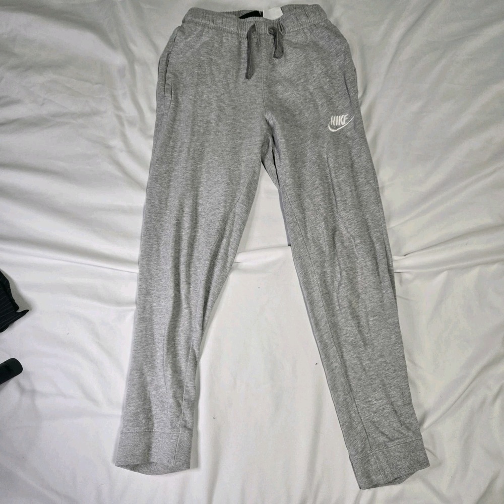 Nike Kids Gray Sweatpants M 100% Cotton Drawstring Elastic Waist RN56323